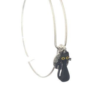 Happy Halloween Black Cat Dangle Wire Bracelet